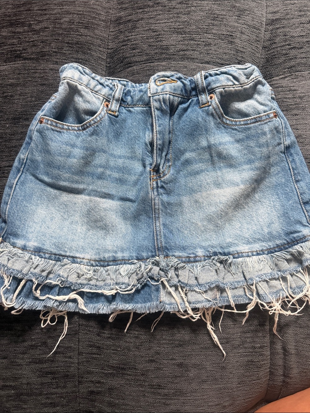Forever 21 Light Blue Denim Girls' Mini Skirt with Frayed Hem